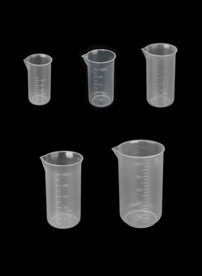 Truvic 50ml 100ml (250ml-2) 500ml Plastic Science Beaker Set Measuring Cup - 5pcs - Image 1